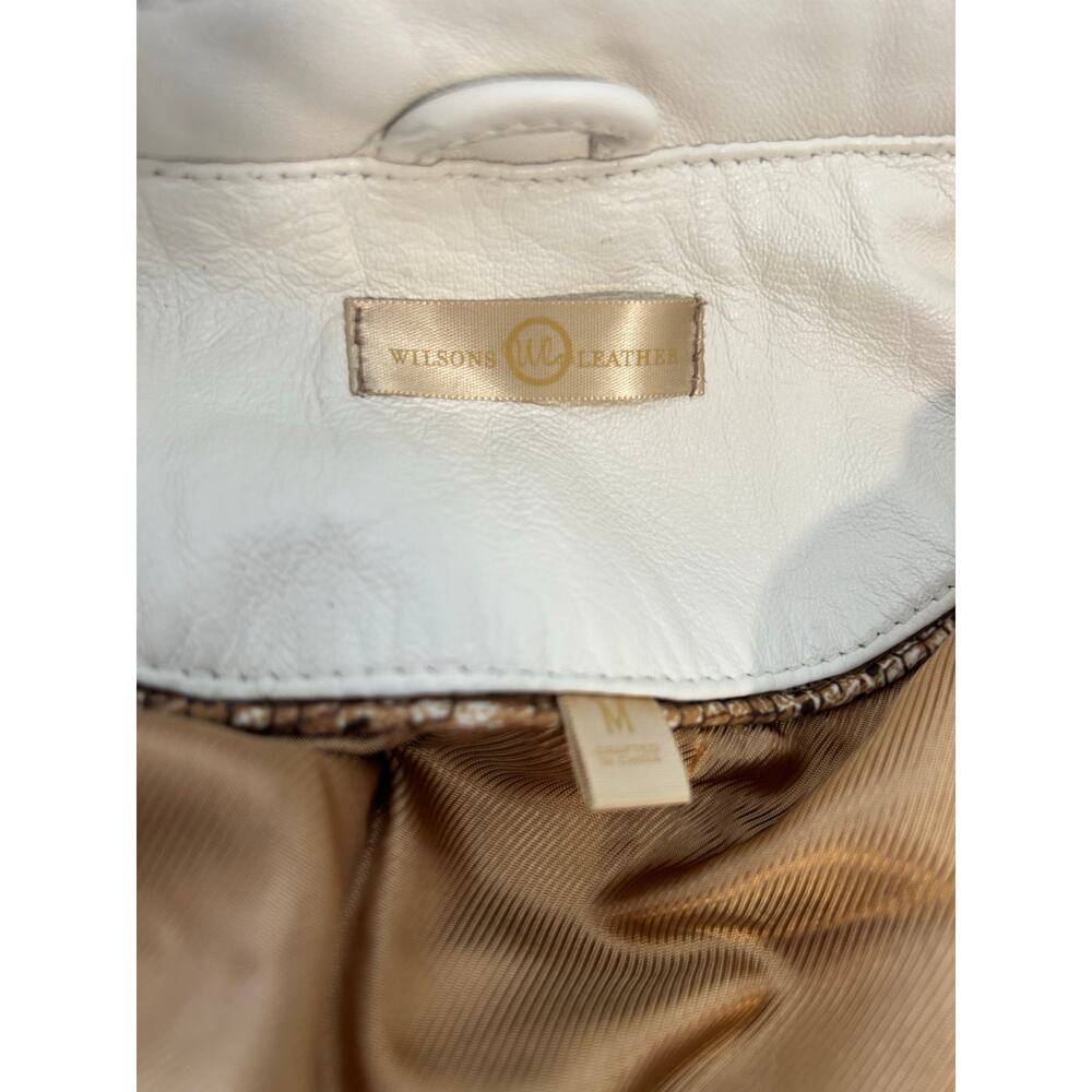 Wilsons Leather Womens Medium Jacket with Camel Lining and Snake Skin Pockets XC - Picture 15 of 16
